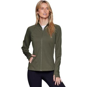 imageRBX Active Womens Athletic Breathable Lightweight Zip Up Running Jacket with PocketsThyme Greenzip Pocket