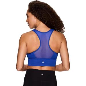imageRBX Active Womens Athletic Fashion Racerback Seamless Low Impact Workout Sports BraBack Mesh Blue