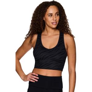 imageRBX Active Womens Athletic Fashion Racerback Seamless Low Impact Workout Sports BraTonal Zebra Black
