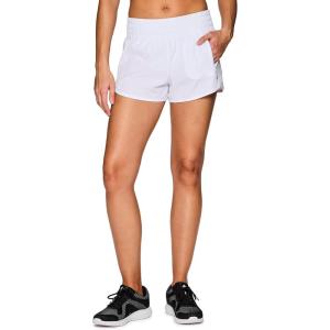 imageRBX Active Womens Athletic Relaxed Fit Quick Dry Stretch Woven Running Short with Inner Attached Brief and PocketsCrossover White