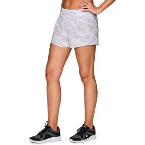 imageRBX Active Womens Athletic Relaxed Fit Quick Dry Stretch Woven Running Short with Inner Attached Brief and PocketsMesh Inset Camo White