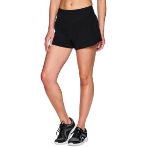 imageRBX Active Womens Athletic Relaxed Fit Quick Dry Stretch Woven Running Short with Inner Attached Brief and PocketsSolid Black
