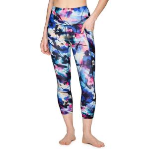 imageRBX Active Womens Capris Leggings Yoga Athletic Workout Cropped LeggingsFloral Riot