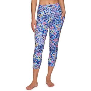 imageRBX Active Womens Capris Leggings Yoga Athletic Workout Cropped LeggingsFlower Bed Multi