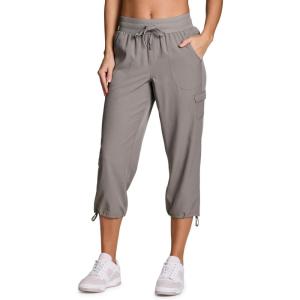 imageRBX Active Womens Cargo Capri Pant with Pockets Fashion Lightweight Woven with DrawstringDriftwood