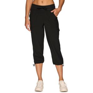 imageRBX Active Womens Cargo Capri Pant with Pockets Fashion Lightweight Woven with DrawstringJet Black