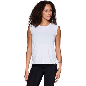 imageRBX Active Womens Fashion Basics Regular Length Super Soft Flowy Yoga Tank TopShirred White