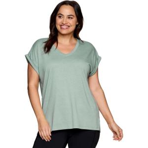 imageRBX Active Womens Fashion Plus Size Relaxed Fit Breathable Running Workout Short Sleeve Yoga TShirt TopFrench Terry Sea Glass