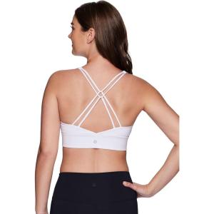 imageRBX Active Womens Fashion Strappy Seamless Low Impact Workout Sports BraStrappy Twist White