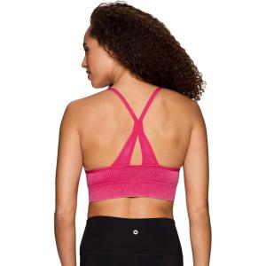 imageRBX Active Womens Fashion Strappy Seamless Low Impact Workout Sports BraTextured Washed Pink