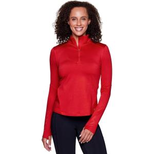 imageRBX Active Womens Lightweight Mock Neck Fleece Lined Zip Up Pullover Athletic Running ShirtRed