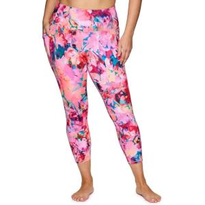 imageRBX Active Womens Plus Size AnkleFull Length Super Soft Printed Yoga LeggingsFlowy Floral