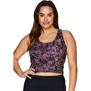 imageRBX Active Womens Plus Size Crop Tank Top With Shelf Bra Low Impact Sports Bra