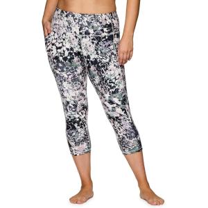 imageRBX Active Womens Plus Size Fashion Athletic High Waist Running Yoga Squat Proof Capri Leggings with PocketsCheetah Clash Multi