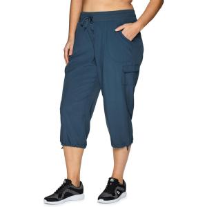 imageRBX Active Womens Plus Size Fashion Lightweight Woven Body Skimming Drawstring Cargo Capri PantDeep Teal