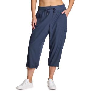 imageRBX Active Womens Plus Size Fashion Lightweight Woven Body Skimming Drawstring Cargo Capri PantSmoke Blue