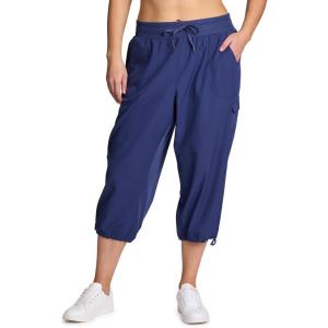imageRBX Active Womens Plus Size Fashion Lightweight Woven Body Skimming Drawstring Cargo Capri PantTwilight Blue