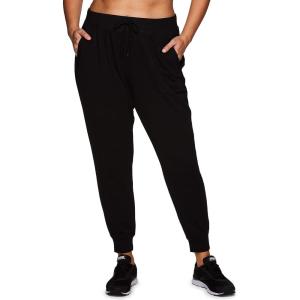 imageRBX Active Womens Plus Size Fashion Yoga Lightweight Fleece Jogger SweatpantsF20 Black
