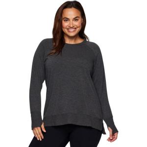 imageRBX Active Womens Plus Size Long Sleeve Relaxed Lightweight Pullover Sweatshirt TunicSolid Charcoal