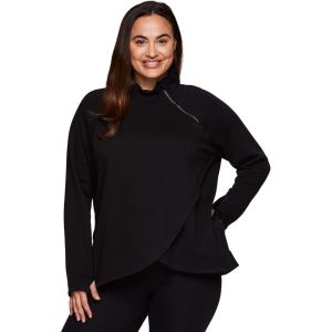 imageRBX Active Womens Plus Size Mock Neck Long Sleeve Fleece Pullover SweatshirtF20 Black