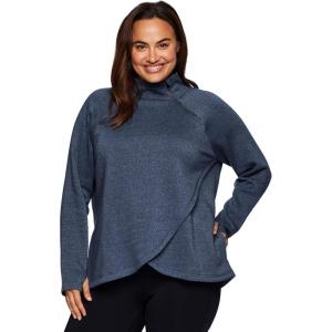imageRBX Active Womens Plus Size Mock Neck Long Sleeve Fleece Pullover SweatshirtF22 Blue