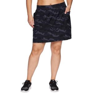 imageRBX Active Womens Plus Size Stretch Woven Athletic Skort with Attached Bike Short and PocketsBlack Camo
