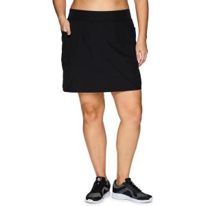 imageRBX Active Womens Plus Size Stretch Woven Athletic Skort with Attached Bike Short and PocketsS21 Black