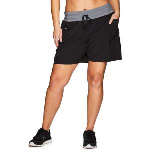 imageRBX Active Womens Relaxed Fit Breathable Ventilated Stretch Woven Athletic Walking Short with PocketsBlack Combo