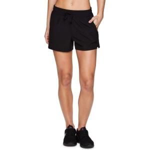 imageRBX Active Womens Relaxed Fit Breathable Ventilated Stretch Woven Athletic Walking Short with PocketsBlack Solid