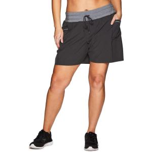 imageRBX Active Womens Relaxed Fit Breathable Ventilated Stretch Woven Athletic Walking Short with PocketsCharcoal