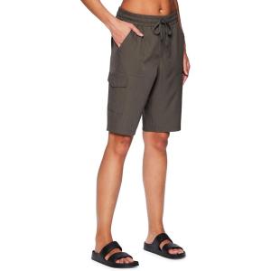 imageRBX Active Womens Relaxed Fit Breathable Ventilated Stretch Woven Athletic Walking Short with PocketsOlive 11inch