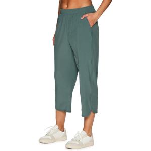 imageRBX Active Womens Relaxed Fit Lightweight Quick Drying Stretch Woven Pants with PocketsCapri Sea Green