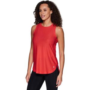 imageRBX Active Womens Sleeveless Athletic Performance Running Workout Yoga Tank Top with Mesh VentilationJacquard Mesh Dark Coral