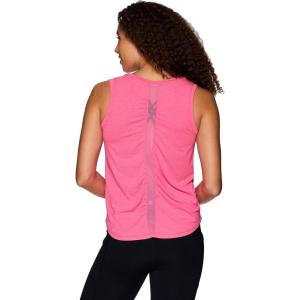 imageRBX Active Womens Sleeveless Athletic Performance Running Workout Yoga Tank Top with Mesh VentilationRuched Mesh Pink
