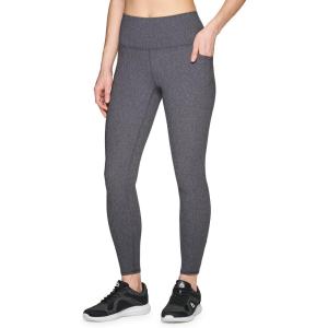 imageRBX Active Womens Super Soft Peached Space Dye Full Length Workout Running Yoga LeggingHeathered GreyBlack