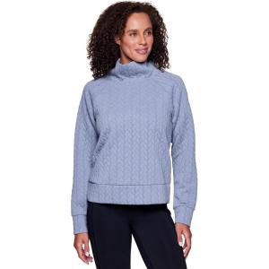 imageRBX Active Womens Ultra Soft Quilted Cowl Neck Pullover SweatshirtCable Light Blue
