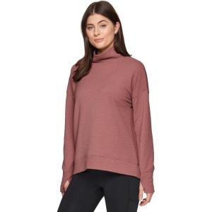 imageRBX Active Womens Ultra Soft Quilted Cowl Neck Pullover SweatshirtJacquard Desert Coral