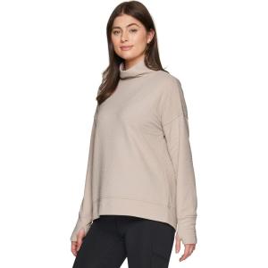 imageRBX Active Womens Ultra Soft Quilted Cowl Neck Pullover SweatshirtJacquard Sand