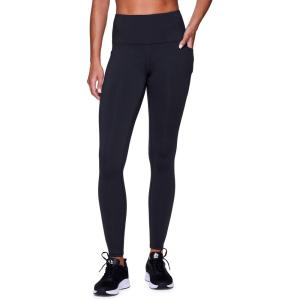 imageRBX Active Womens Ultra Soft Solid Workout Running Yoga Leggings with PocketsCloud Black