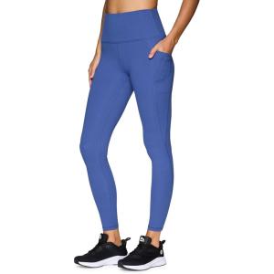 imageRBX Active Womens Ultra Soft Solid Workout Running Yoga Leggings with PocketsCobalt