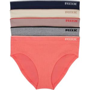 imageRBX Active Womens Underwear 5Pack Seamless Hipster Panties Bikini BriefsRib CoralGrey Multi