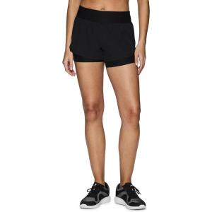 imageRBX Active Womens Workout Running Shorts with Attached Bike ShortLaser Mesh Black