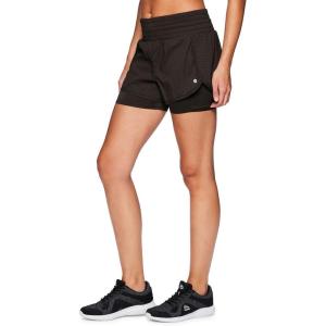 imageRBX Active Womens Workout Running Shorts with Attached Bike ShortSeersucker Olive