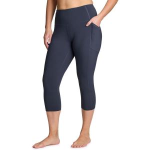 imageRBX Activewear Plus Size Legging for Women in Capri Length High Waist Squat Proof Running Yoga Pants with PocketsVintage Navy