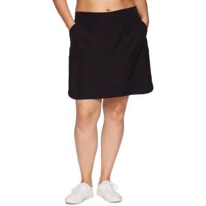 imageRBX Plus Size Longer Length Skort for Women Quick Drying Woven Pickleball Golf Skort with Pockets for Tennis Hiking RunningLong Black