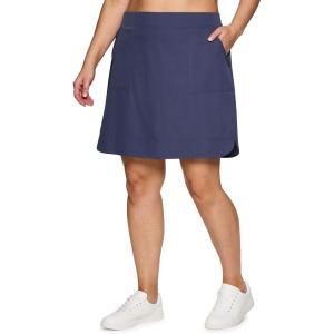 imageRBX Plus Size Longer Length Skort for Women Quick Drying Woven Pickleball Golf Skort with Pockets for Tennis Hiking RunningSmoke Blue