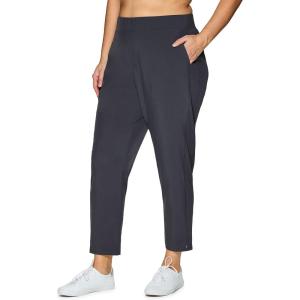 imageRBX Womens Plus Size Ankle Pant with Pockets Lightweight Quick Drying Woven Weekend PantsRibbed Side Charcoal