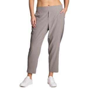 imageRBX Womens Plus Size Ankle Pant with Pockets Lightweight Quick Drying Woven Weekend PantsRibbed Side Driftwood