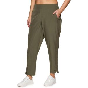 imageRBX Womens Plus Size Ankle Pant with Pockets Lightweight Quick Drying Woven Weekend PantsRibbed Side Olive