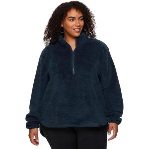 imageRBX Womens Plus Size Faux Fur Sherpa Sweatshirt Mock 14 Zip Sweater For Women